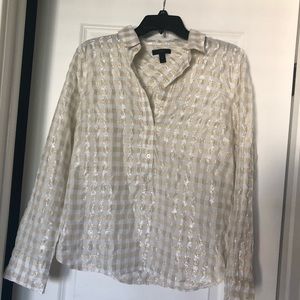 J Crew metallic plaid shirt